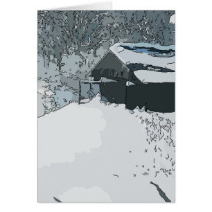 Winter Cabin Snow Vintage