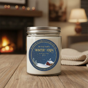 Winter Cabin Wax Candle Round Business Sticker