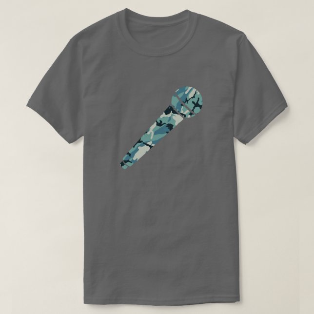 Winter Camo Pattern Microphone T-Shirt (Design Front)