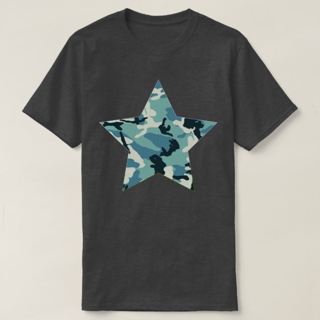 Winter Camo Pattern Star T-Shirt (Design Front)