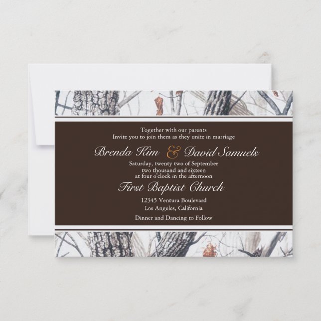 Winter Camo Wedding Invitation (Front)
