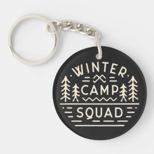 Winter camp camping trip squad key ring