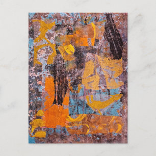 Winter Campfire, Collage, A Gel Print Abstract Postcard
