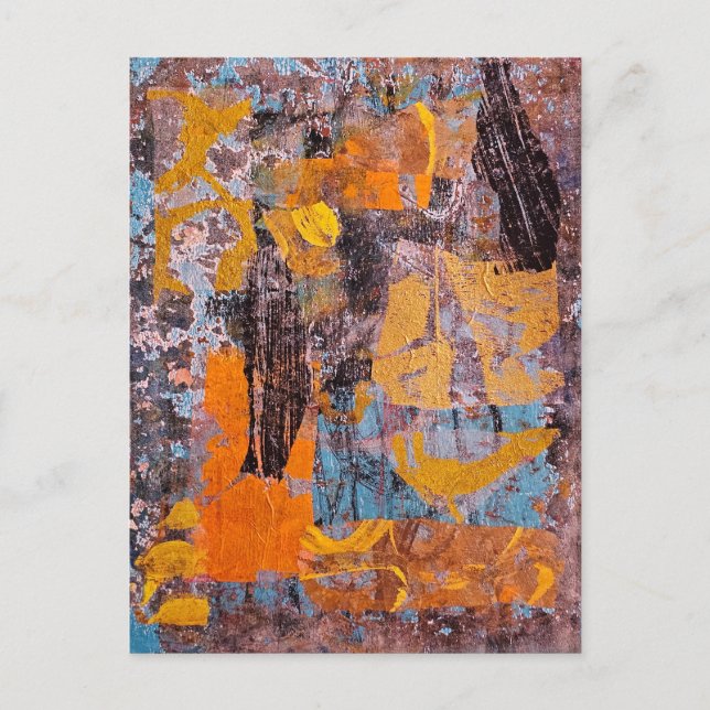 Winter Campfire, Collage, A Gel Print Abstract Postcard (Front)