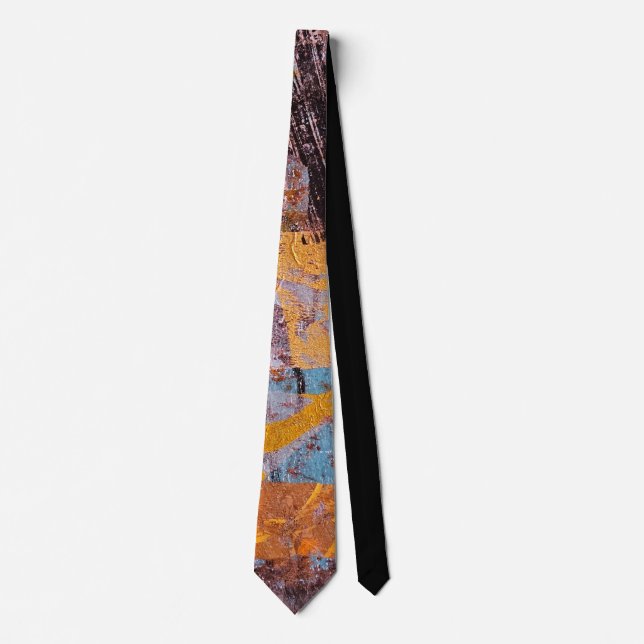 Winter Campfire, Collage, A Gel Print Abstract Tie (Front)