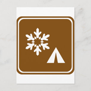 Winter Camping Highway Sign Postcard