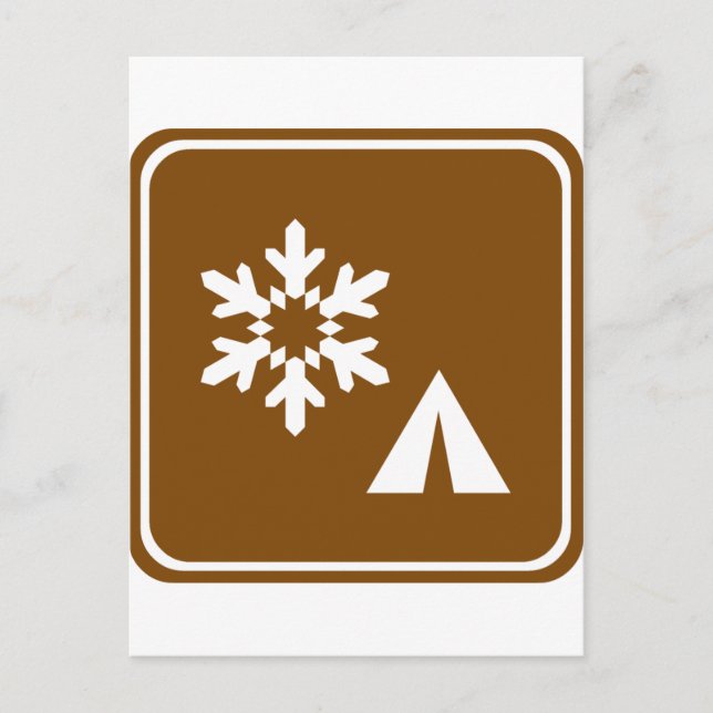 Winter Camping Highway Sign Postcard (Front)