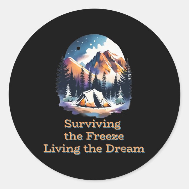 Winter Camping Hob  Classic Round Sticker (Front)