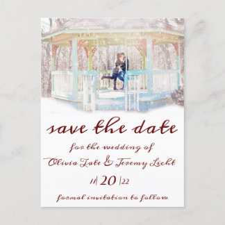 Winter Candles & Snow Save The Date Postcard