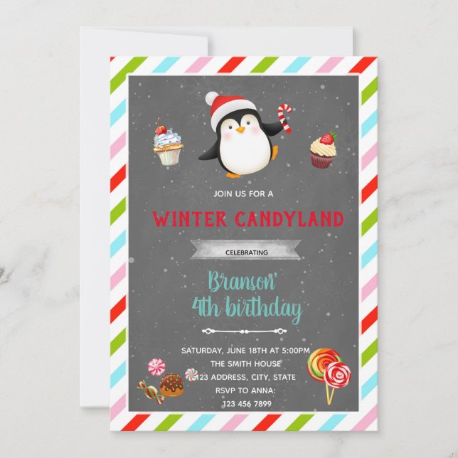 Winter candyland theme Invitation (Front)