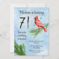 Winter Cardinal Birthday Invitation