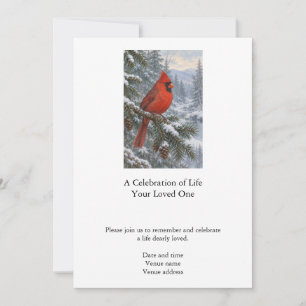 Winter Cardinal Celebration of Life Memorial Invitation