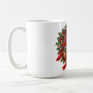 Winter Cardinal Evergreen Christmas Wreath Coffee Mug
