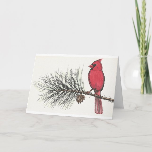 Winter cardinal holiday card (Front)