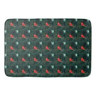 Winter Cardinal in Snowstorm - Enhanced Bath Mat