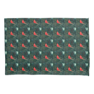 Winter Cardinal in Snowstorm - Enhanced Pillowcase