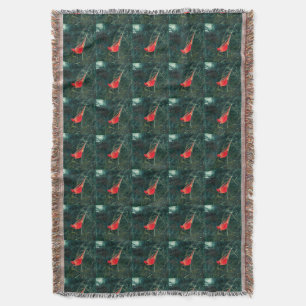 Winter Cardinal in Snowstorm - Enhanced Throw Blanket