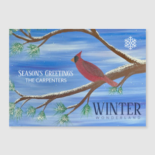 Winter Cardinal Magnetic Christmas Card