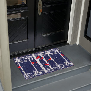 Winter Cardinal Scene Doormat