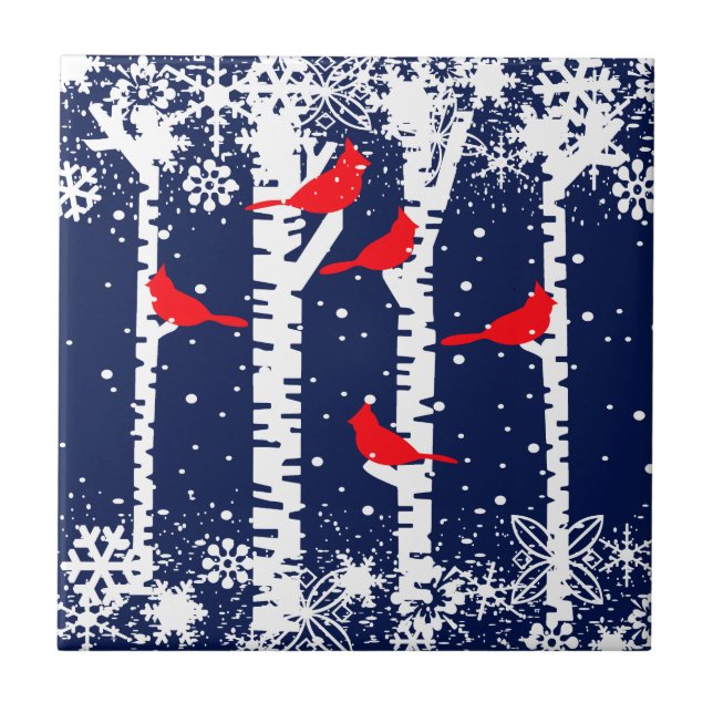 Winter Cardinal Scene Tile (Front)