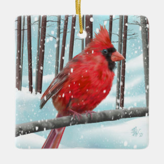 Winter Cardinal Square Ornament