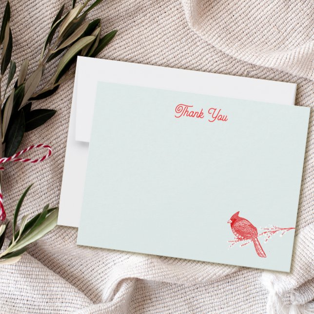 Winter Cardinal Thank you  Note Card (Creator Uploaded)