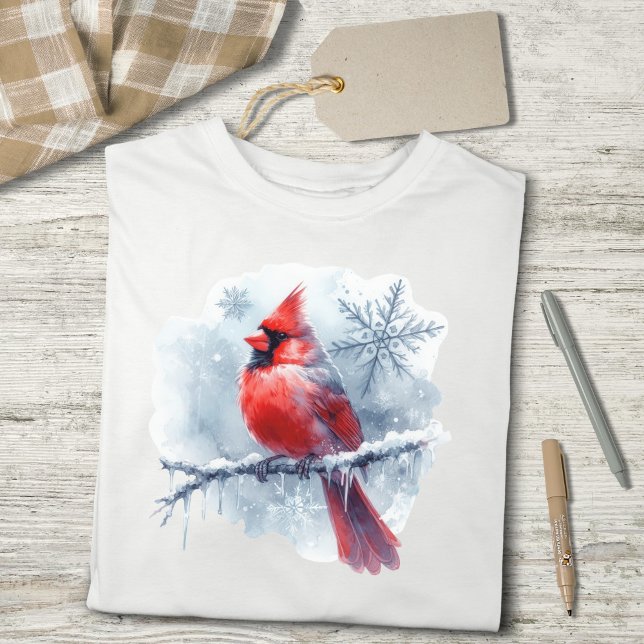 Winter Cardinal with Snowflakes on Icy Branch Tri-Blend Shirt (Creator Uploaded)