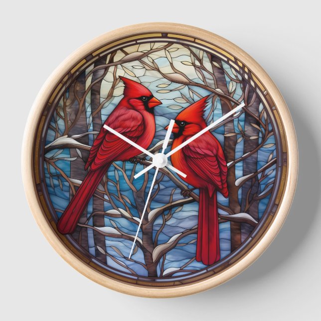 Winter Cardinals Wall Clock (Front)