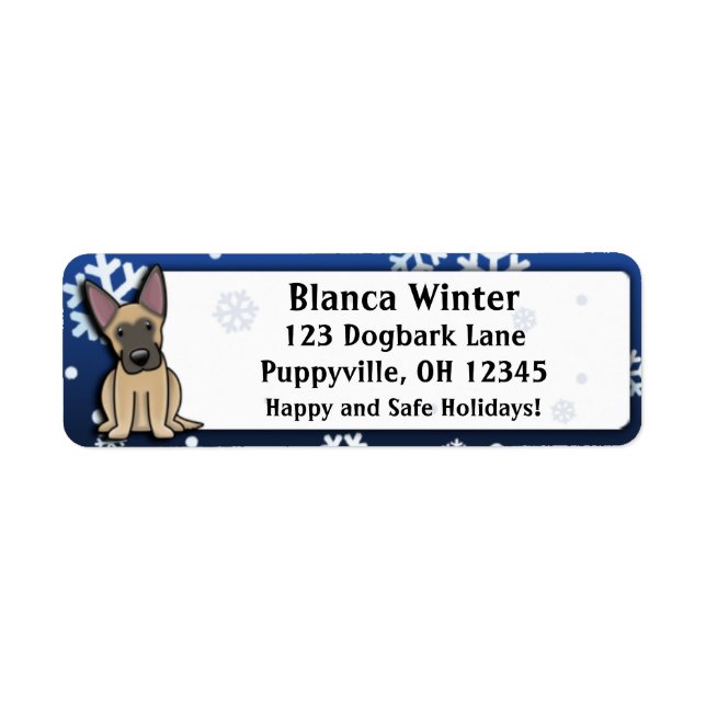 Winter Cartoon Belgian Malinois (Front)