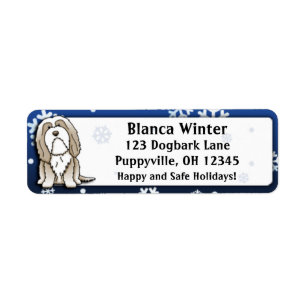 Winter Cartoon Fawn Bearded Collie