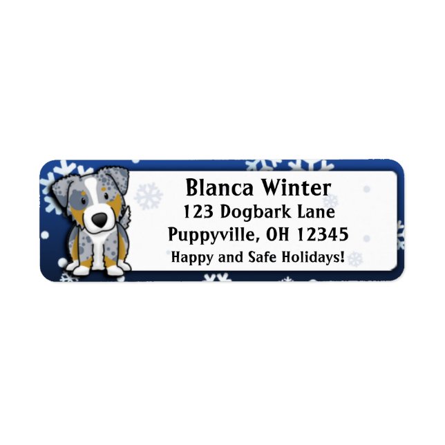 Winter Cartoon Merle Australian Shepherd (Front)