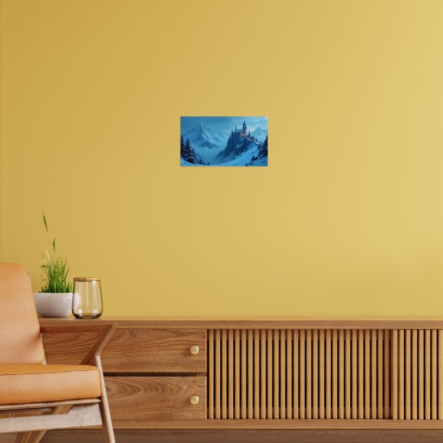 Winter Castle Mountain Fantasy Landscape Poster (Living Room 2)