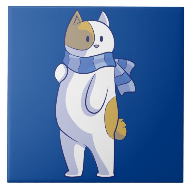winter cat ceramic tile (Front)