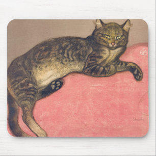 Winter: Cat on a Cushion by Theophile Steinlen Mouse Pad