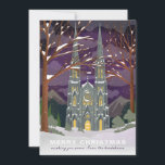 Winter Cathedral Illustrated Christmas Purple Holiday Card<br><div class="desc">Customise with your message for the holiday season. Original illustration by Becky Nimoy. Add a photos on the back or a message.</div>