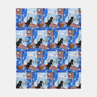 Winter Cats Snow Black Cat Ginger Tabby Fleece Blanket