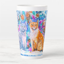 Winter Cats Watercolor Christmas Holiday