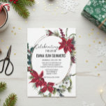 Winter Celebration of Life Christmas Poinsettia  Invitation<br><div class="desc">This design may be personalised in the area provided by changing the photo and/or text. Or it can be customised by clicking Personalise this Template and then choosing the click to customise further option and delete or change the colour of the background, add text, change the text colour or style,...</div>