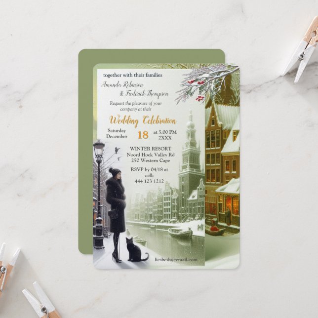 Winter Celebrations in Amsterdam Invitation (Front/Back In Situ)