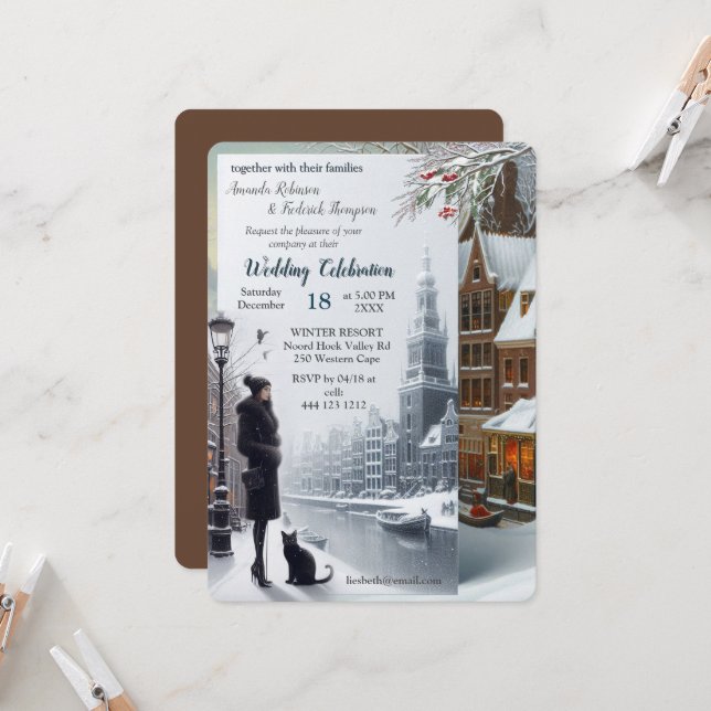 Winter Celebrations in Amsterdam Invitation (Front/Back In Situ)