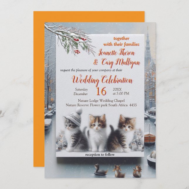 Winter Celebrations in the Snow, or in the Sun.  Invitation (Front/Back)