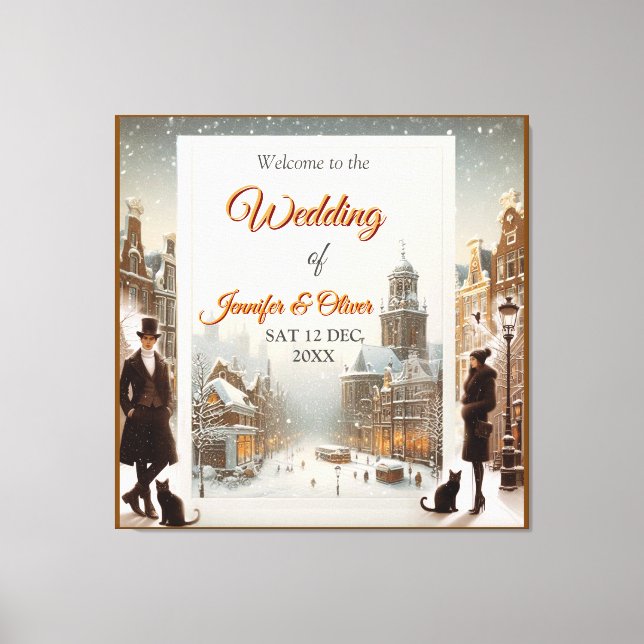 Winter Celebrations in the Snow, with Kittens Canvas Print (Front)