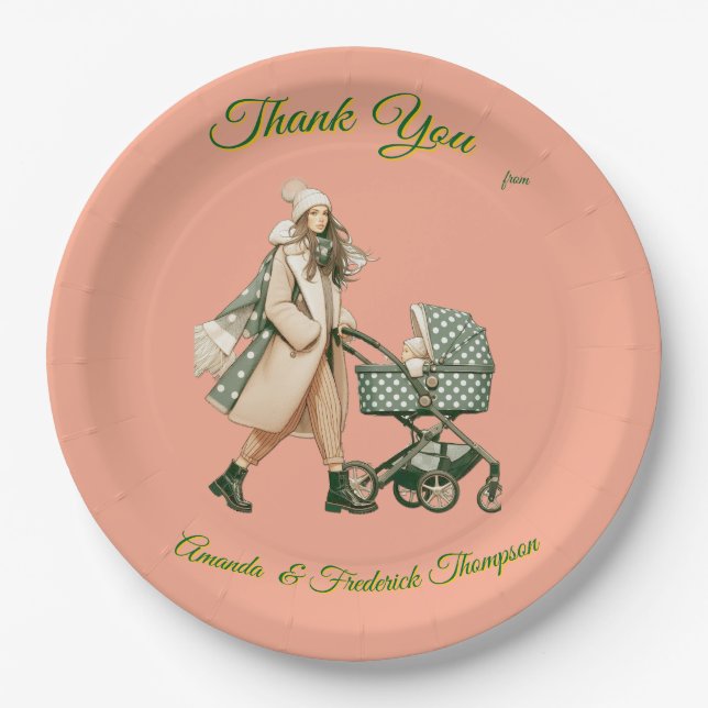 Winter Celebrations in the Snow, with Kittens Paper Plate (Front)