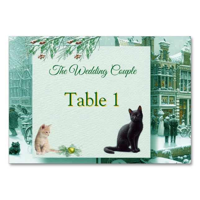 Winter Celebrations in the Snow, with Kittens Table Number (Front)