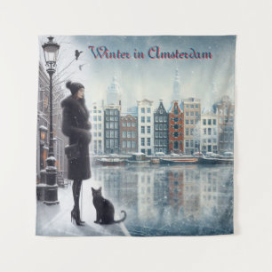 Winter Celebrations in the Snow, with Kittens Tapestry