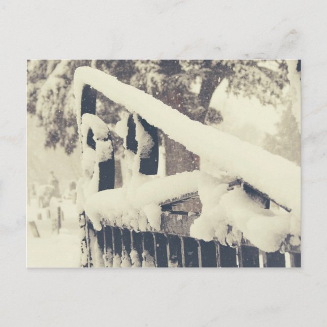 Winter Cemetary Gate Postcard (Front)