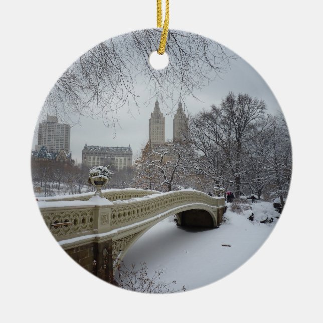 Winter - Central Park - New York City Ceramic Tree Decoration (Front)
