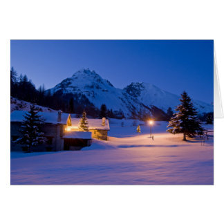 Winter chalets sunrise