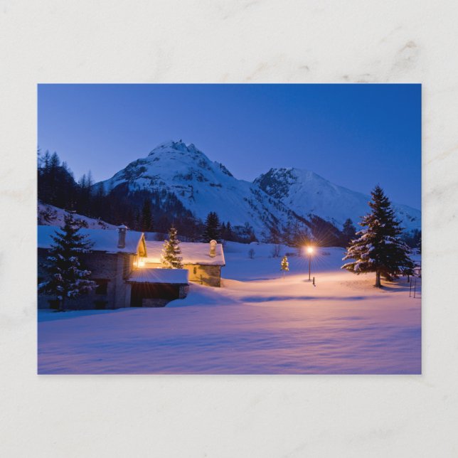 Winter chalets sunrise postcard (Front)