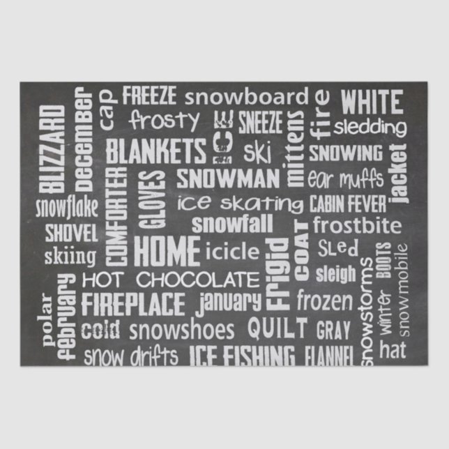 Winter Chalkboard Collage Tissue Paper (Front)